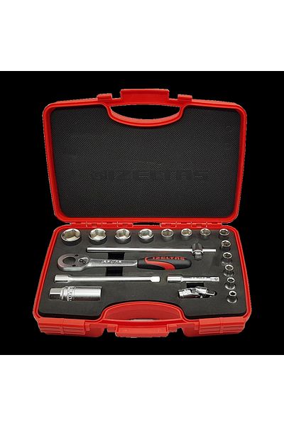 İzeltaş İzeltaş 1110 00 6019 3/8'' Six Corner Socket Wrench Set 19 Pieces