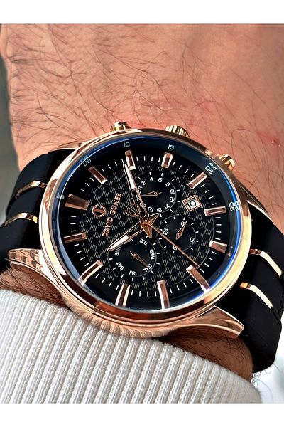 DAVID GUNER Function Black Color Silicone Cord Men's Wrist Watch 8271R2