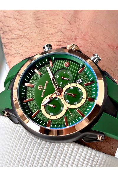 DAVID GUNER Function Green Color Silicone Cord Men's Wrist Watch 8655R10