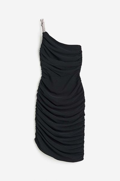 H&M Rhinestone-strap one-shoulder dress