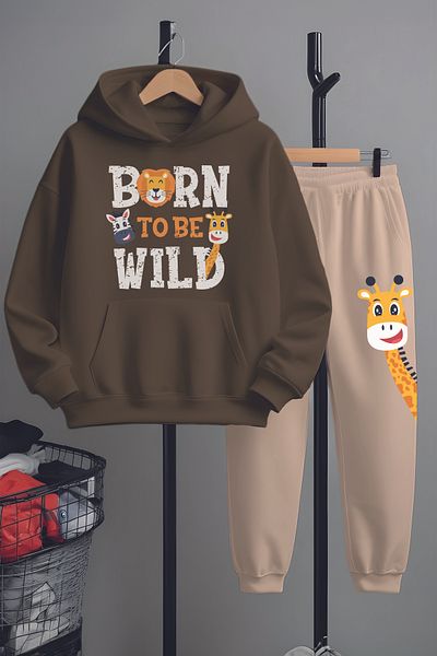 MYADA Комплект спортен екип Premium Giraffe World Printed Bottom Top 23301