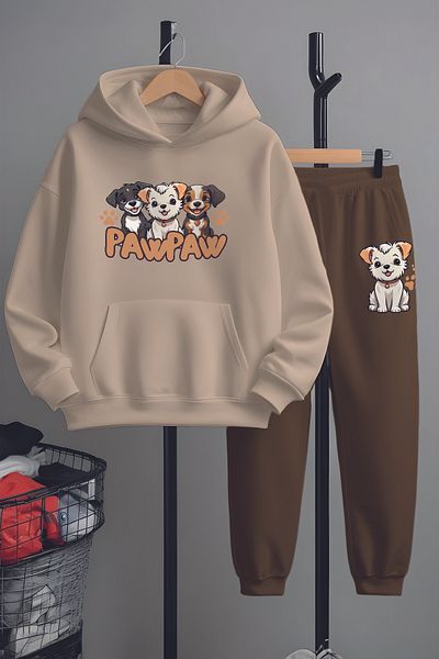 MYADA Premium Happy Dogs Printed Bottom Top Tracksuit Set 23352