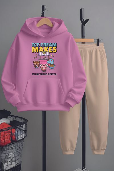 MYADA Premium Ice Cream Shop Animals Printed Bottom Top Tracksuit Set 22904