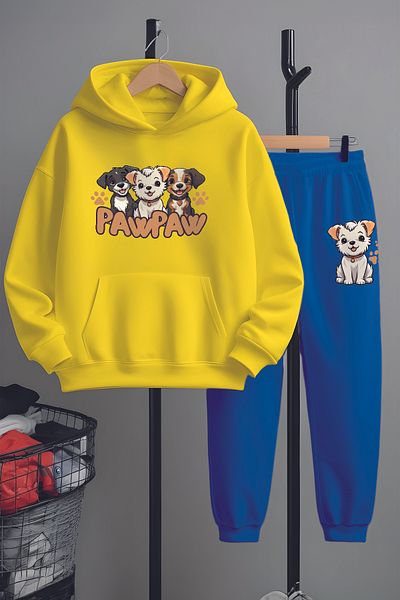 MYADA Premium Happy Dogs Printed Bottom Top Tracksuit Set 23352
