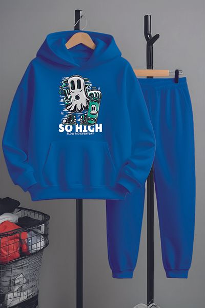 MYADA Set de treninguri de sus și de jos cu imprimeu Casper Skateboarder premium 22839