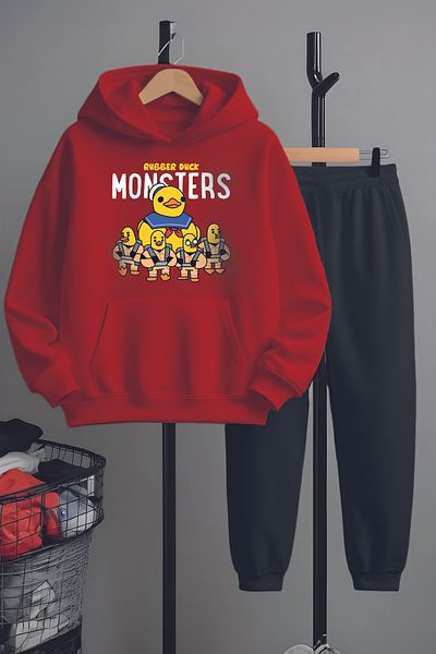 MYADA Premium Rubber Duck Monsters Printed Bottom Top Tracksuit Set 22895