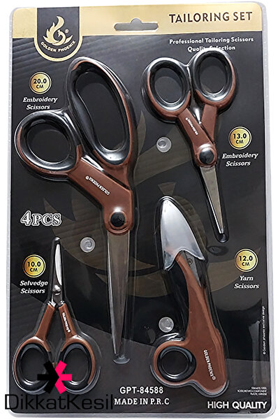 DikkatKesil Terzi Makası Seti, Kumaş Nakış İplik Temizleme Kenar Makası, Hobi Çok Amaçlı Makas 4'lü