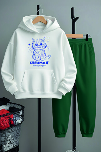 MYADA Преміум-комплект спортивного одягу з принтом милого котика 22946