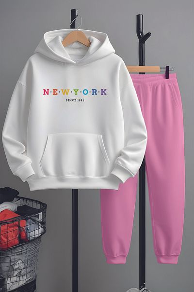 MYADA Premium New York Printed Bottom Top Tracksuit Set 22854
