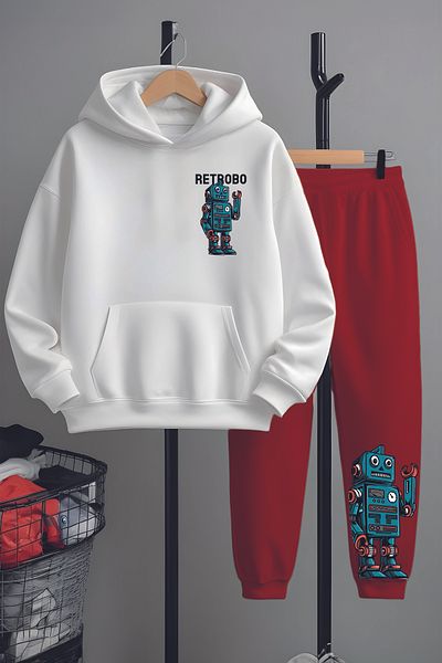 MYADA Set de treninguri de sus și de jos cu imprimeu Robo retro premium 22794