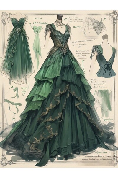 512 STORE Ortacag Barok Terzi Abiye Kıyafet Tasarım Poster 30x42 Cercevesiz Poster