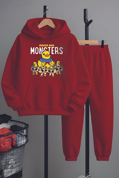 MYADA Premium Rubber Duck Monsters Printed Bottom Top Tracksuit Set 22895