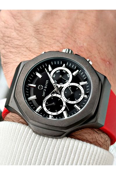 DAVID GUNER Function Red Color Silicone Cord Men's Wrist Watch 8494Zp2