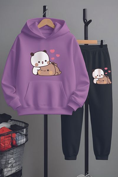 MYADA Premium Bubu and Dudu Printed Bottom Top Tracksuit Set 23410