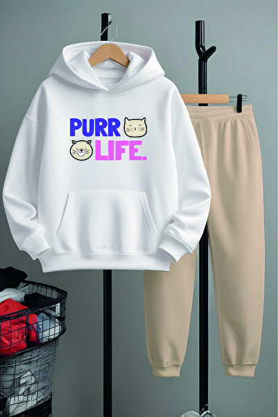 MYADA Premium Purr Life Cat Štampano donji i gornji deo trenerke set 23042