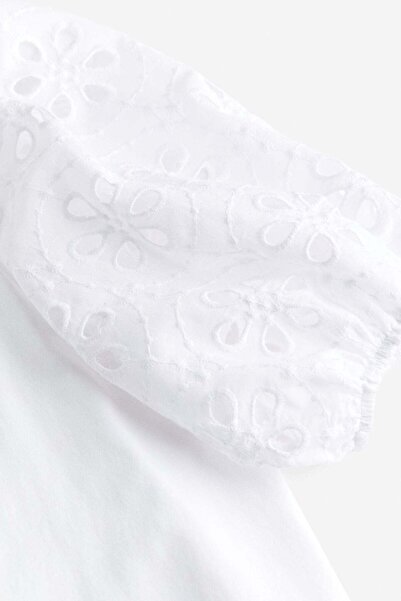 H&M Broderie-anglaise-sleeve top