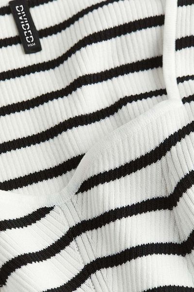 H&M Rib-knit sweetheart-neck bodycon dress