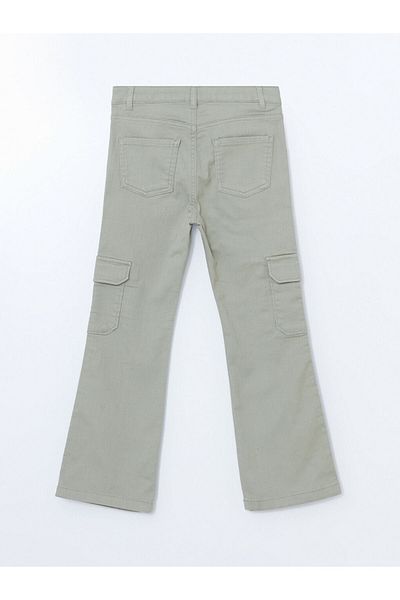 LC Waikiki Lcw Kids Khaki Girls Cargo Pants with Adjustable Elastic Waist