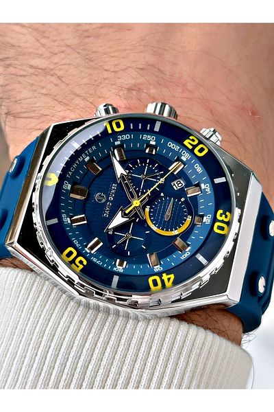DAVID GUNER Function Dark Blue Color Silicone Cord Men's Wrist Watch 8665L3