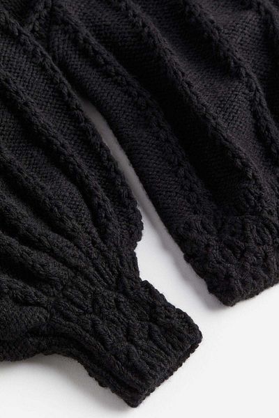 H&M Textured-knit balloon-sleeved cardigan