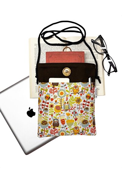 Smyrna Hanging - Book / Tablet / Ebook Bag - Detachable Strap (Owls and Flowers)