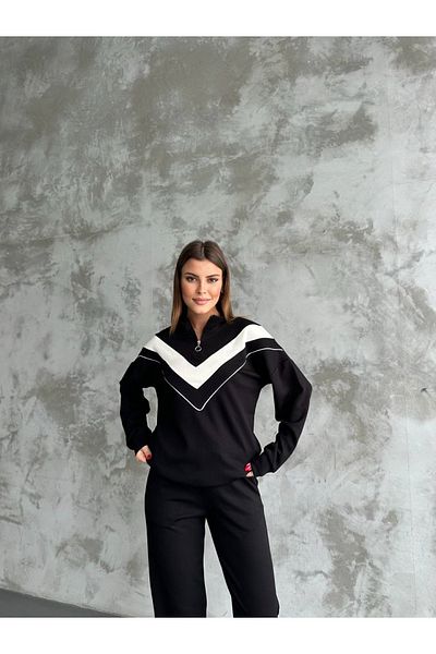 shopshop Γυναικείο Modal Fabric Color Block Σετ φόρμας με μανσέτα με ραβδώσεις με τσέπες