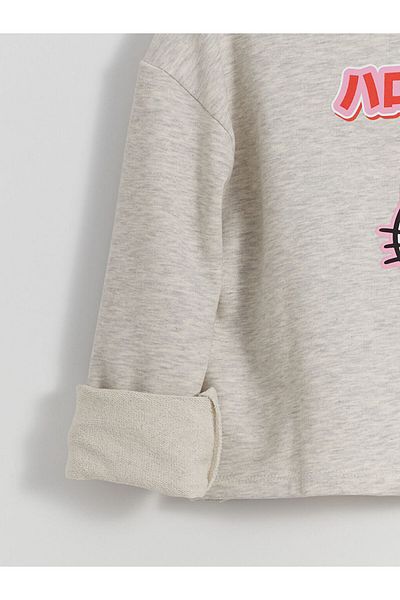 LC Waikiki LCW Kids Crop-Sweatshirt mit Rundhalsausschnitt und Hello Kitty-Aufdruck für Mädchen