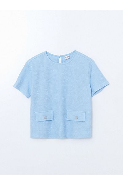 LC Waikiki Lcw Kids Crew Neck Girls Tweed Blouse and Shorts Skirt