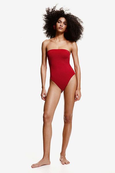 H&M Padded-cup High-leg Bandeau swimsuit