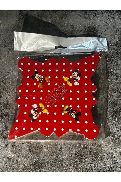 Party Partycom kırmızı puantiyeli Mickey Mouse temalı lokum,şeker kutusu 50 adet