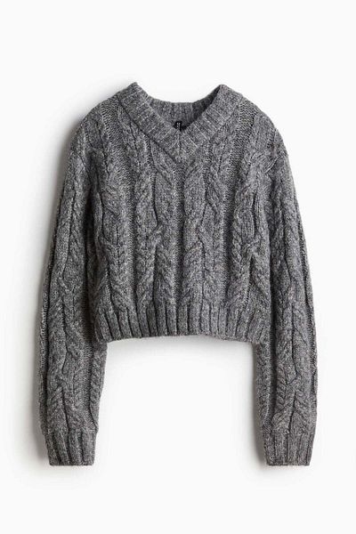H&M V-neck cable-knit jumper