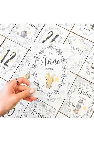 STOREMAX Ntwork Woodland Pregnant Memory Card - 24-Piece Pregnancy Photo Shoot Cards - Pregnancy Announcement