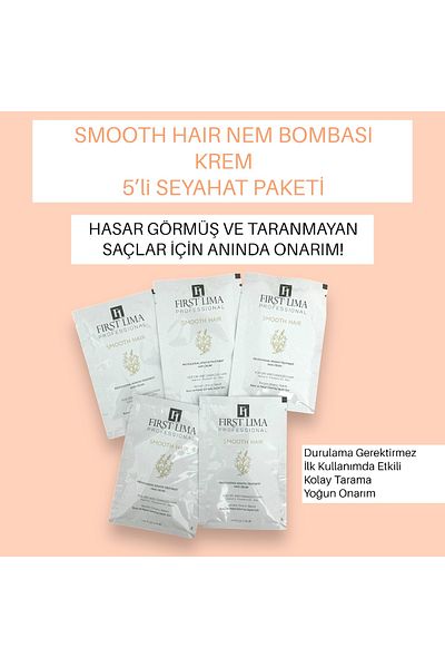 First Lima Professional Smooth Hair Moisture Bomb Cream Travel Pack Instant Repair for Dry and Damaged Hair 5*15ml