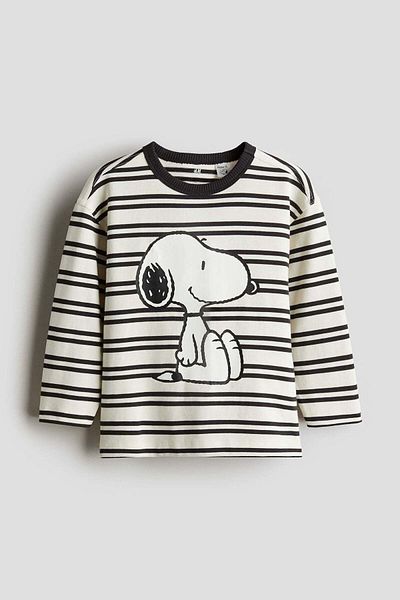 H&M Printed Long-sleeved Jersey Top