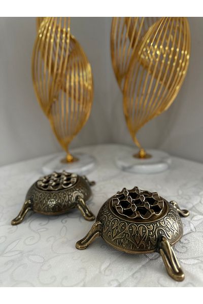 USD HOME Scrumieră antică de lux dublă cu grilă galbenă