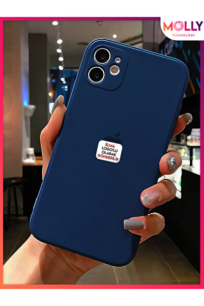 Molly حافظة سيليكون مخملية سائلة ذات زاوية مربعة باللون الأزرق الداكن لهاتف آ...