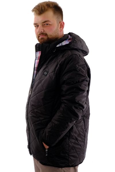 ModeXL Ανδρικό καπιτονέ παλτό - Plus Size, Hooded, Anthracite U24606