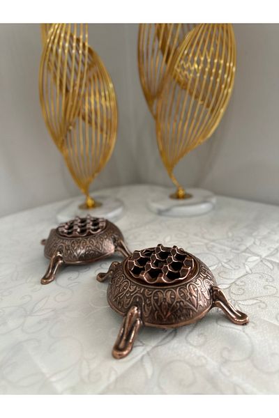 USD HOME Double Luxury Antique Copper Grid Ashtray