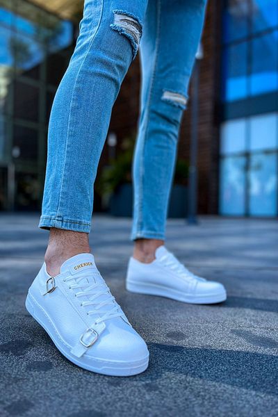 BZ Moda B191 Πλαϊνή αγκράφα - Ορθοπεδική σόλα Casual ανδρικά αθλητικά παπούτσια - CBT White