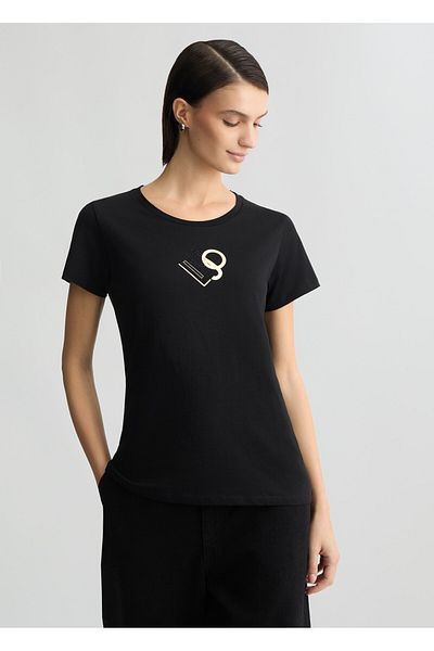 Liu Jo Black Casual T-Shirt - Women'S, Short Sleeve, Crew Neck Ta5170Js923-M9121