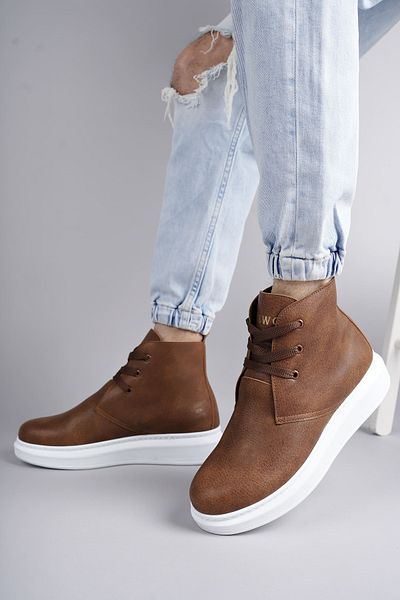 BZ Moda B207 Oslo - Мъжки ежедневни спортни боти, кожени с връзки, BT кафяви