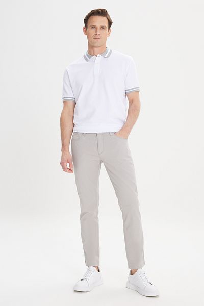 ALTINYILDIZ CLASSICS Men's Stone Slim Fit Narrow Cut 5 Pocket Dobby Flexible Trousers