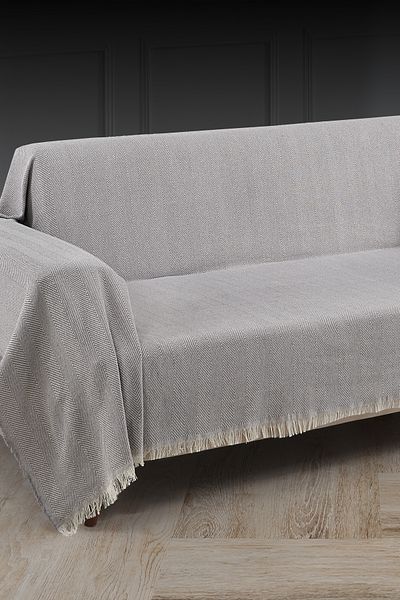 LADYNİL Γκρι 100% βαμβακερό περιτύλιγμα καναπέ - 180x300 cm