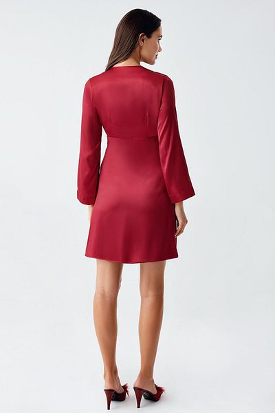 İmaj İmaj 4230 Set de 2 cămăși de noapte din dantelă din satin brodate de culoare burgundă