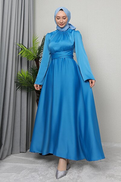 GİZ AGİYİM Μπλε του ουρανού Nazli Hijab Φόρεμα