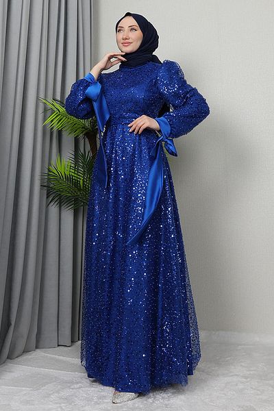 GİZ AGİYİM Betül Hijab Evening Dress Saks