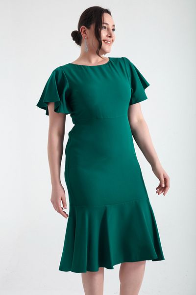 Lafaba Women's Emerald Green Large Size Flounce Dress