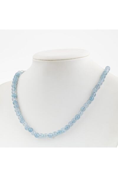 OSMANLI DOĞAL TAŞ Akuamarin 6 mm Dizi Doğal Taş Kolye