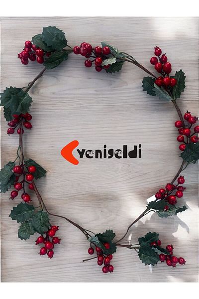 Yenigeldi 1,5 метра бръшлян Угур Кокина - коледна украса с червени плодове, 2 броя t1172