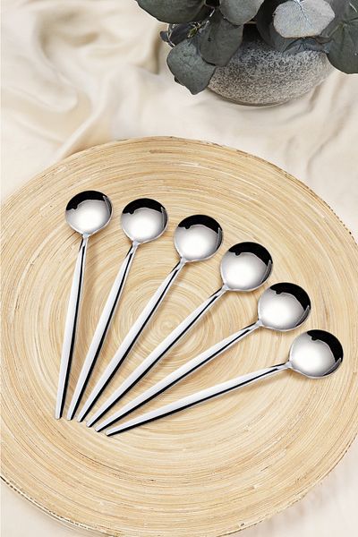 Kitchen Life Paris Set of 6 Stainless Steel Dessert Spoons - 18/10 Stainless Steel